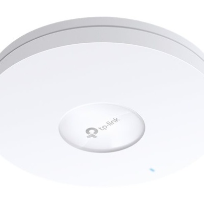 Dispositivo de rede TP-Link redondo branco com LED azul