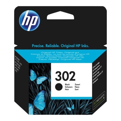Cartucho tinta HP 302 preto em embalagem preta e azul com borboletas azuis