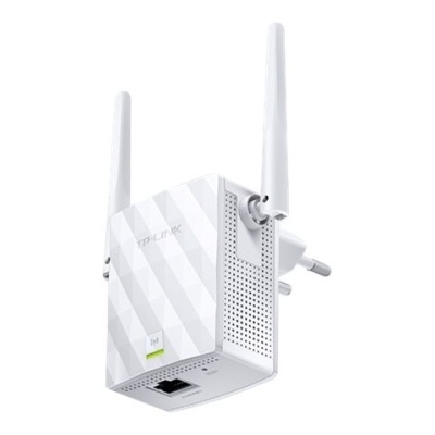 Extensor Wi-Fi branco com duas antenas e interruptor LED