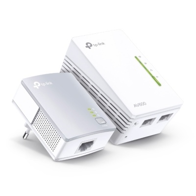 Adaptadores de rede TP-Link AV600 branco com cinza e LEDs verdes