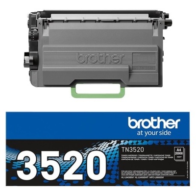 Cartucho toner Brother TN3520 preto com embalagem azul e preta