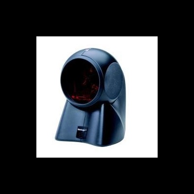 Leitor de código de barras preto com visor vermelho