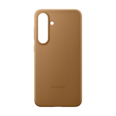 Capa castanha em couro sintético para smartphone Samsung com recorte para câmara