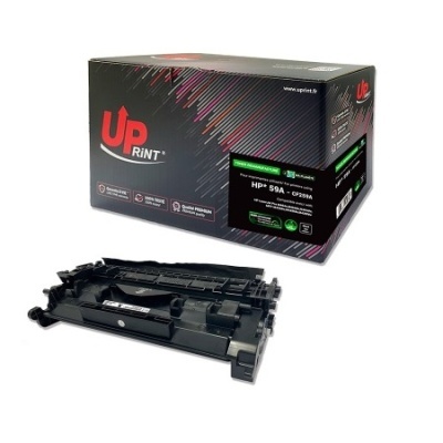 Cartucho de toner preto UP RINT para impressora HP 59A CP2024 com embalagem preta e detalhes coloridos