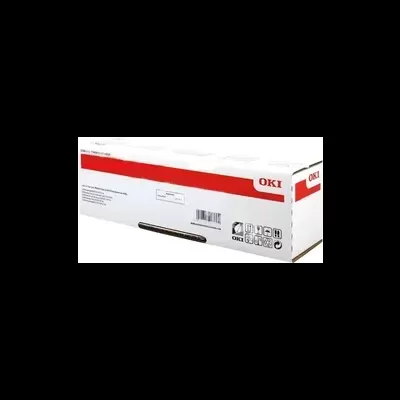 Cartucho de toner OKI em embalagem branca com detalhes vermelhos