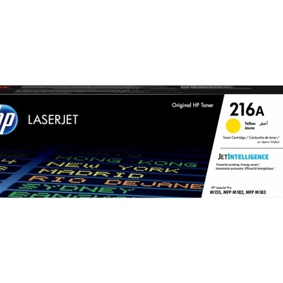Embalagem de toner HP LaserJet amarelo 216A W2472A com informações do produto
