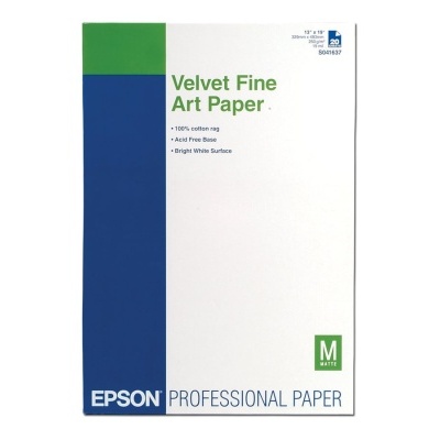 Pacote de papel Epson Velvet Fine Art Paper branco, azul e verde