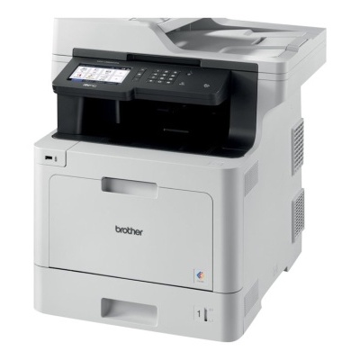 Impressora multifunções Brother branca e preta com ecrã digital