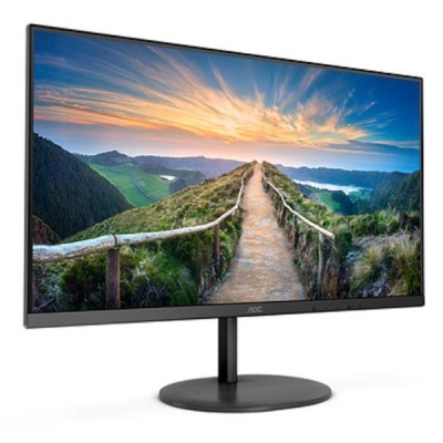 Monitor plano AOC com imagem de paisagem ao pôr do sol.