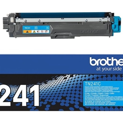 Cartucho de toner Brother TN241C azul com embalagem azul e preta