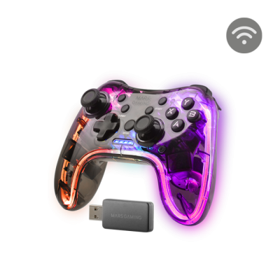 Comando de videojogo sem fios transparente Mars Gaming com recetor USB preto