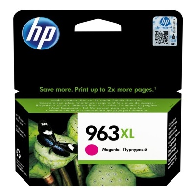 Embalagem tinteiro HP 963XL magenta com imagem de borboleta