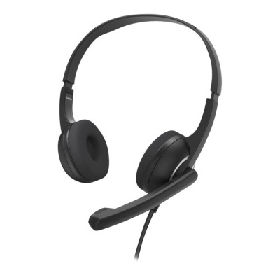 Auricular preto com microfone e cabo