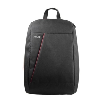 Mochila preta ASUS com linha vermelha e logo branco