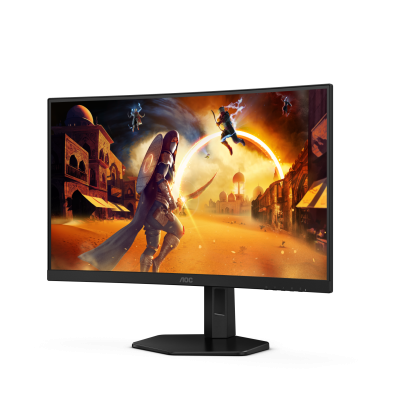 Monitor curvo AOC a mostrar jogo em cenário de deserto