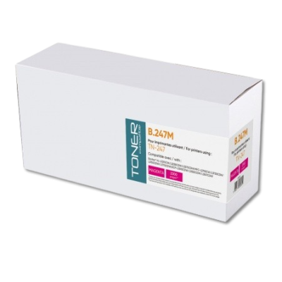 Caixa branca de toner com etiqueta colorida mostrando marca e especificações