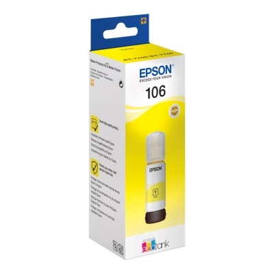 Cartucho de tinta Epson 106 com embalagem branca e amarela