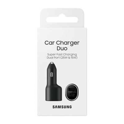 Carregador de carro Samsung Car Charger Duo em embalagem branca