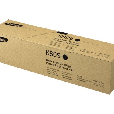 Cartucho de toner preto Samsung K809 em embalagem de cartão castanho