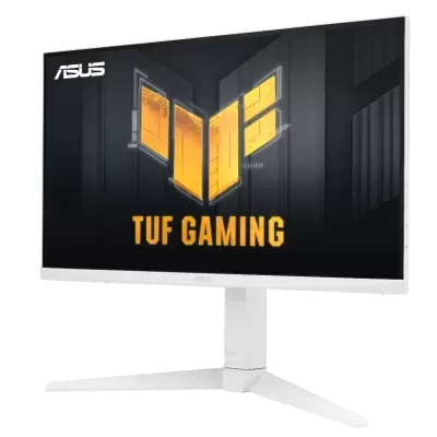 Monitor ASUS TUF GAMING branco com ecrã plano e base de três apoios