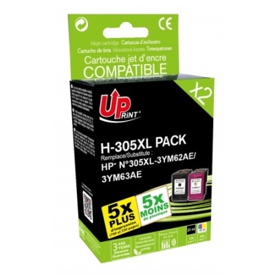 Emb. de cartuchos tinta Up Print H-305XL preto e magenta compatíveis HP, pack 2 unidades.