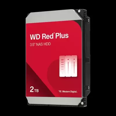 Disco rígido WD Red Plus 2TB com rótulo vermelho