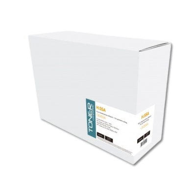 Caixa branca de toner para impressora com etiqueta colorida