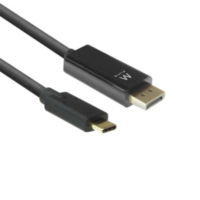 Cabo preto com conetores USB-C e DisplayPort