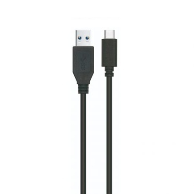 Cabo USB preto com conectores tipo A e tipo C