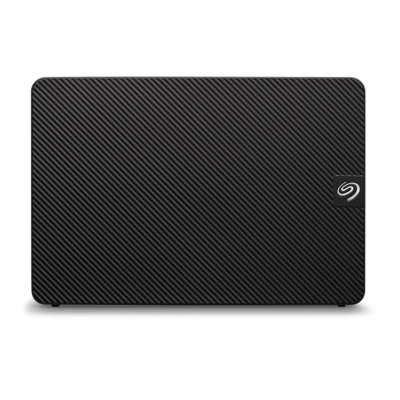 Disco rígido externo preto com textura riscada diagonal e logótipo branco