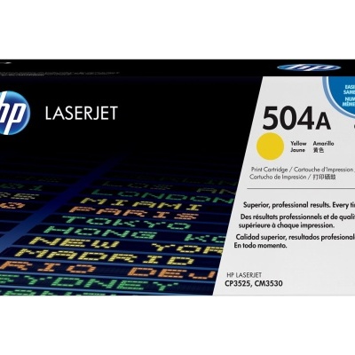 Embalagem de toner HP LaserJet 504A amarela para impressoras