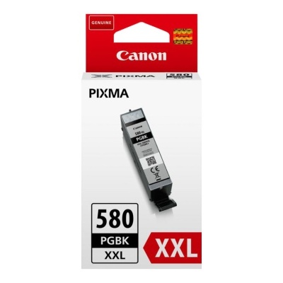 Cartucho de tinta Canon PIXMA 580 PGBK XXL em embalagem branca e vermelha.