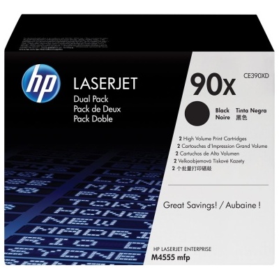 Embalagem HP LaserJet para dois cartuchos de impressão preta 90X CE390XD