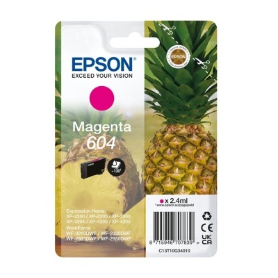 Cartucho de tinta Epson Magenta 604 com imagem de ananás