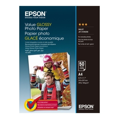 Pacote de papel fotográfico Epson Value GLOSSY A4 50 folhas