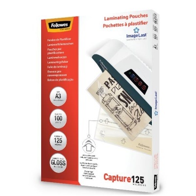 Embalagem de folhas para plastificar Fellowes A3 125 microns brilho