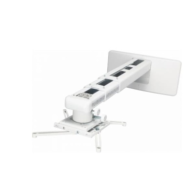 Suporte de parede branco para projetor com braço articulado e base estabilizadora