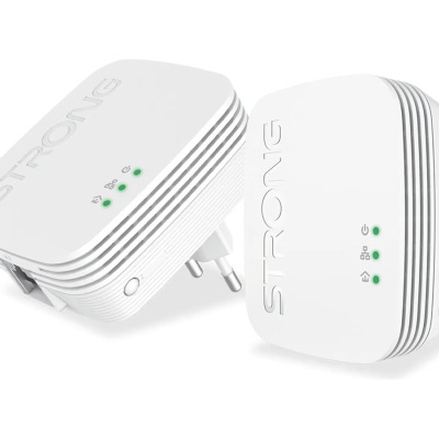 Adaptadores de rede STRONG brancos com luzes LED verdes