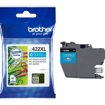 Cartucho de tinta Brother LC422XL C ciano com embalagem azul