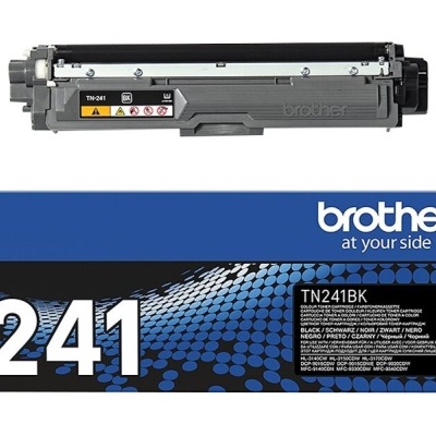 Toner Brother TN241BK preto com embalagem azul e texto de capacidade