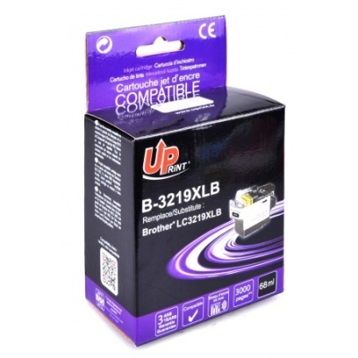 Cartucho de tinta preta UPrint B-3219XLB para impressora Brother, embalagem preta e roxa