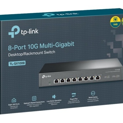 Caixa do switch de rede tp-link 8-Port 10G Multi-Gigabit azul escuro