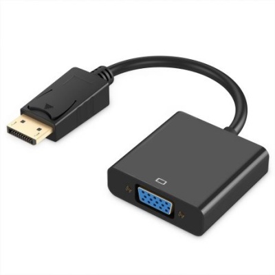 Adaptador HDMI para VGA preto com cabo curto