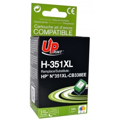 Cartucho de tinta preto UPrint H-351XL compatível com HP na embalagem preta e verde