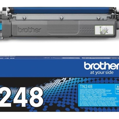 Cartucho de toner Brother TN248 ciano com caixa azul e texto