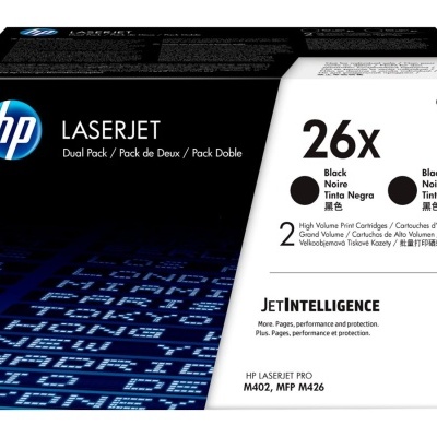 Embalagem de cartuchos HP LaserJet 26X preto Pack duplo para impressoras HP M402 MFP M426