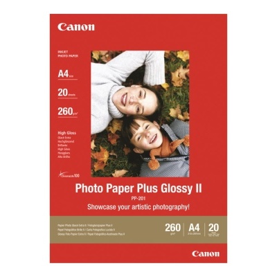 Embalagem vermelha de papel fotográfico Canon Photo Paper Plus Glossy II A4 20 folhas.