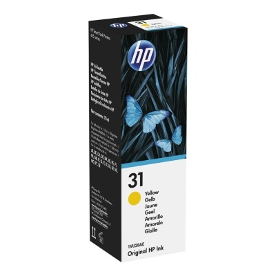 Embalagem preta e azul de tinta HP 31 amarela para impressora