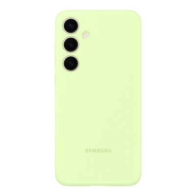 Telemóvel Samsung verde claro com três câmaras traseiras e logótipo