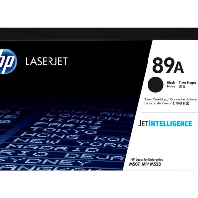 Cartucho de toner HP LaserJet 89A na embalagem preta e branca